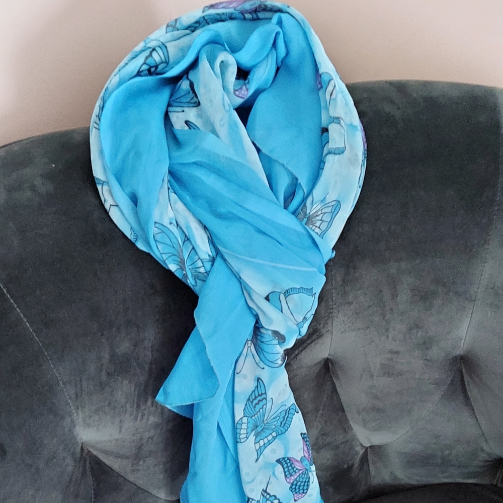 Blue Butterfly Scarf/Sarong/Cover